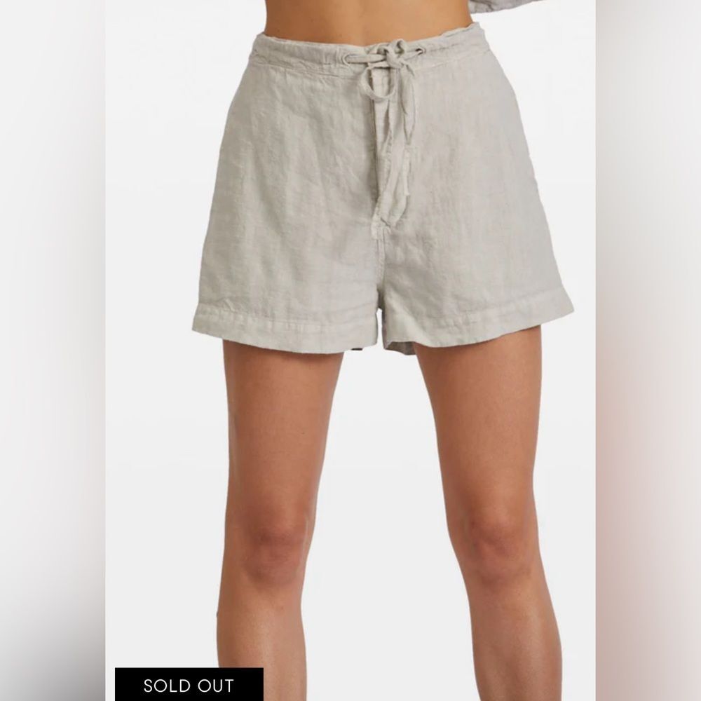 Bassike NWT Washed Linen Mini Stone size 3 minimalist Lagenlook Beach Shorts
